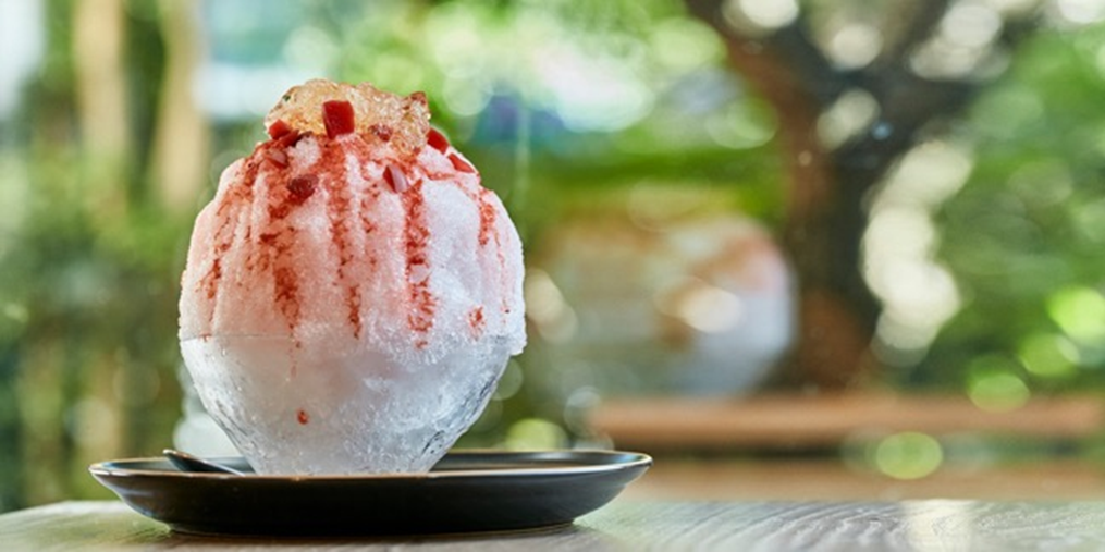 【奈良　かき氷】しゅわしゅわ、カリカリ。庭の梅の実で作った、酸っぱさがたまらない奈良「梛の木」だけで味わえる特別なかき氷