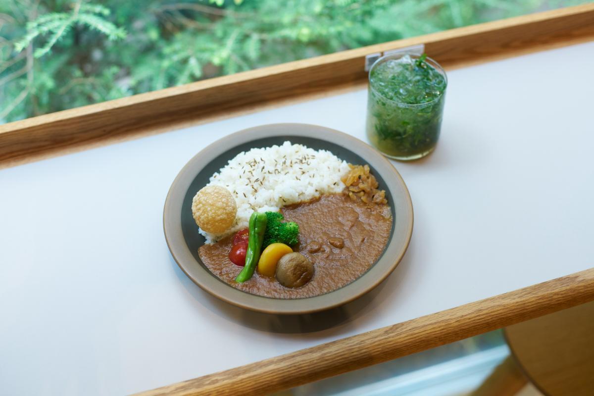 写真左から「果実とスパイス香るヴィーガンカレー」1540円、「ノンアルコールモヒート」1000円