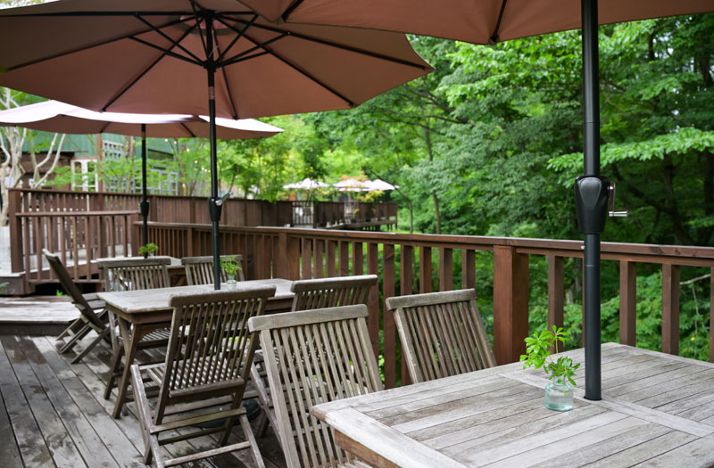 テラスはワンちゃん連れも利用できます