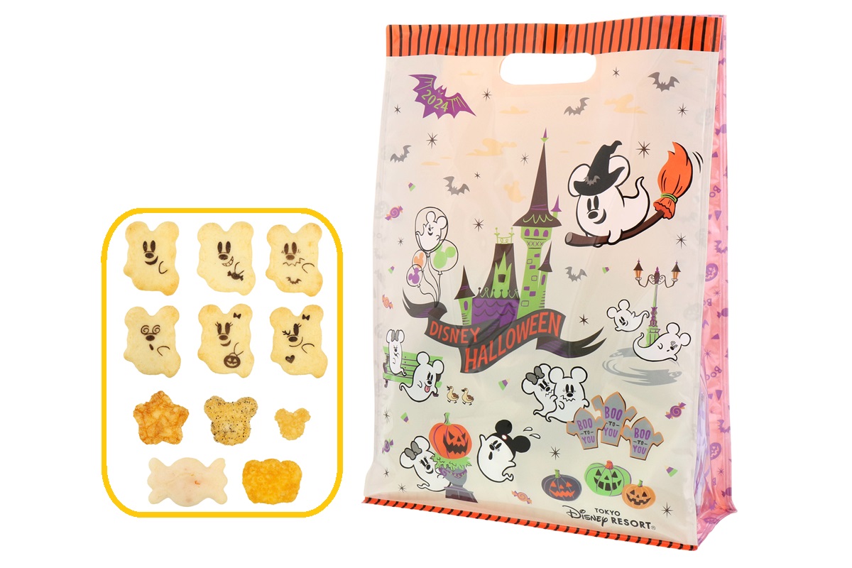 しお味、えび味のせんべい、ブラックペッパー味、はちみつ醤油味、パンプキン味、おさつバター味