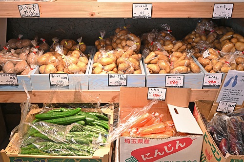 野菜が陳列されている風景
