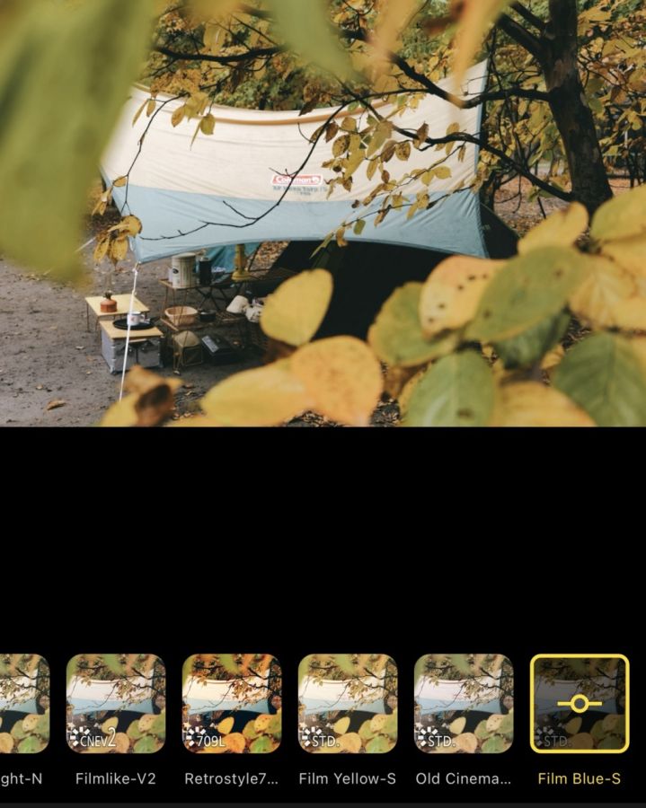 「LUT」機能を使用しているスマホ画面