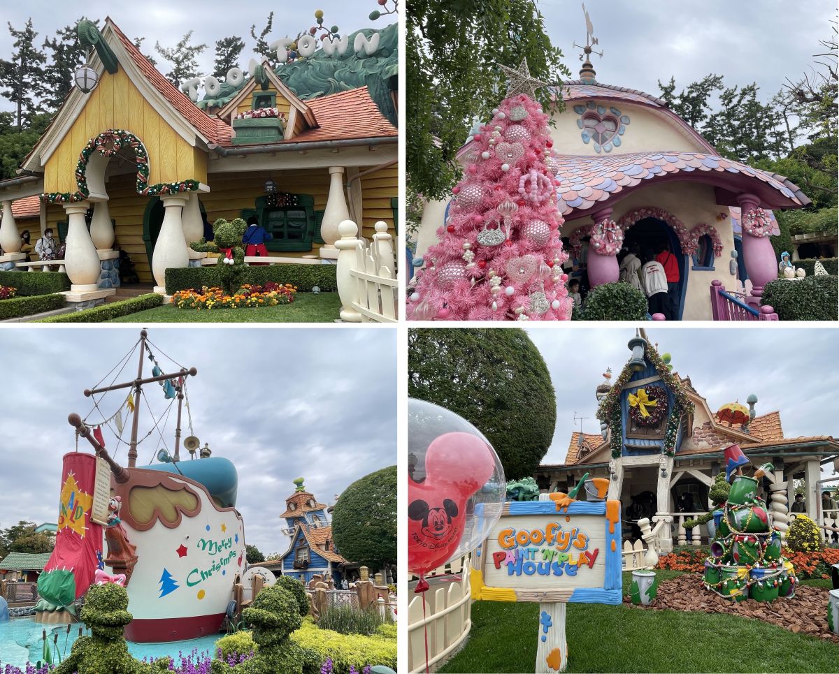 トゥーンタウンの出れコーションで注目はドナルドのボート。サンタさんへの長い手紙と大きな靴下がぶら下がっています