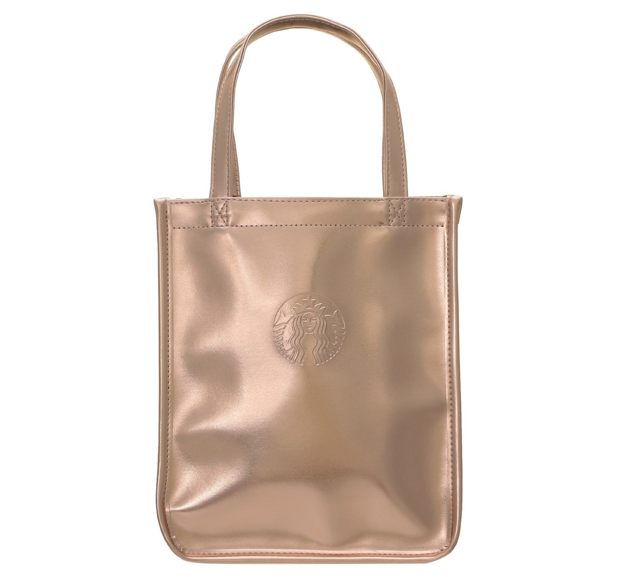 「ホリデー2024ショッパーバッグメタリックゴールド」2900円　本体サイズ(ハンドル除く):(約)H260×W210×D120mm 