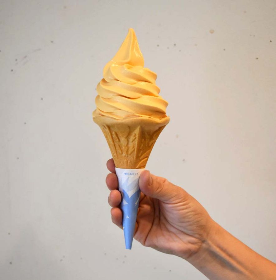 長崎県はビワ生産量日本一。オリジナルのびわ風味ソフトクリームはここだけ