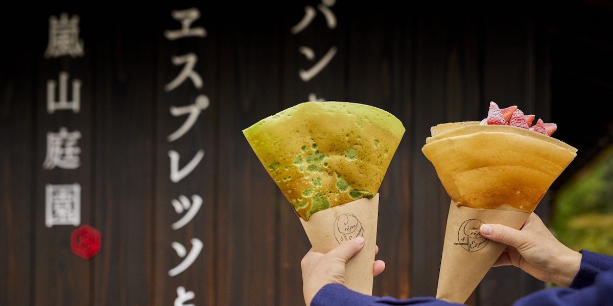 薄さ0.1㎜？ 極限まで薄いパリパリ生地の食感と抹茶の香りがたまらない「クレープとエスプレッソと嵐山」の抹茶クレープ