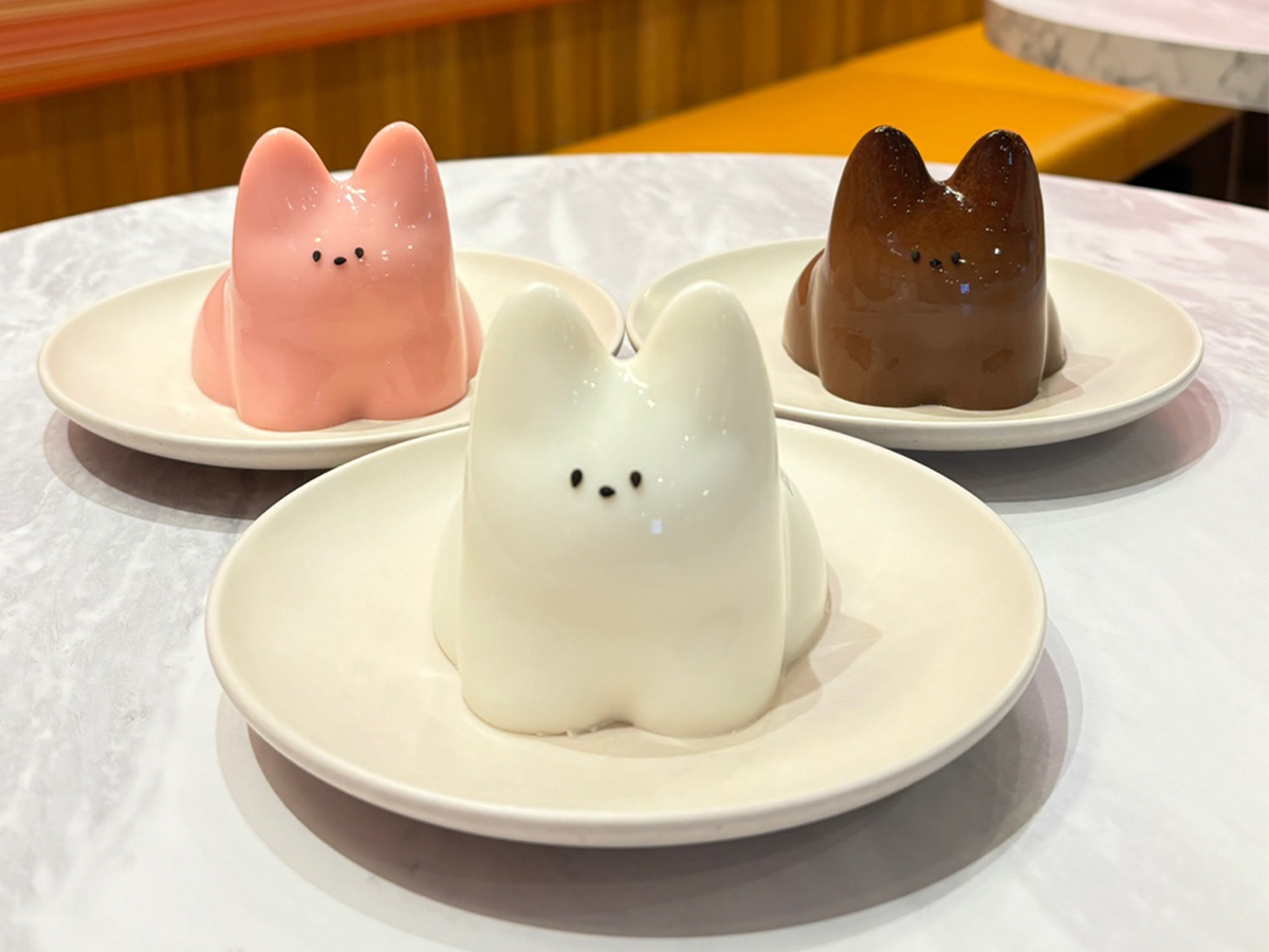 「猫プリン」（写真左から）「イチゴ」650円、「ココネット」600円、「チョコ」650円