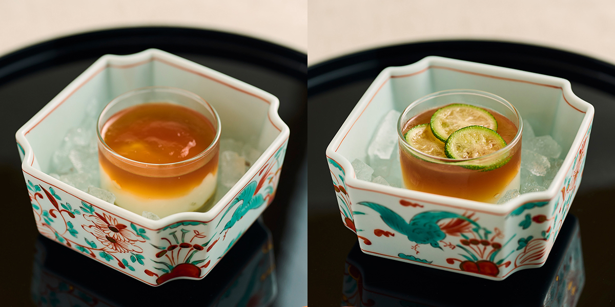 (写真左)「“沈む、みたらし団子（プレーン）」、（写真右）「“沈む、みたらし団子（すだち）」各650円