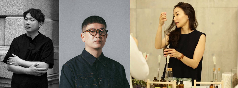 左から、「nib」シェフ・眞砂翔平さん、「LAURASIA」ブランドディレクター・早川和彦さん、調香師・山内みよさん