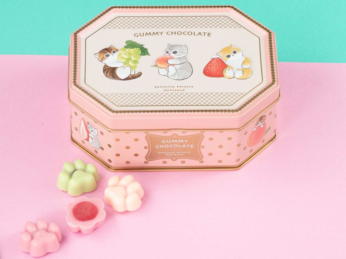「グミチョコレートアソート缶（12個入）」1728円／ぷにゅっところっとmofusand＜イーストヤード2F 期間限定SHOP＞