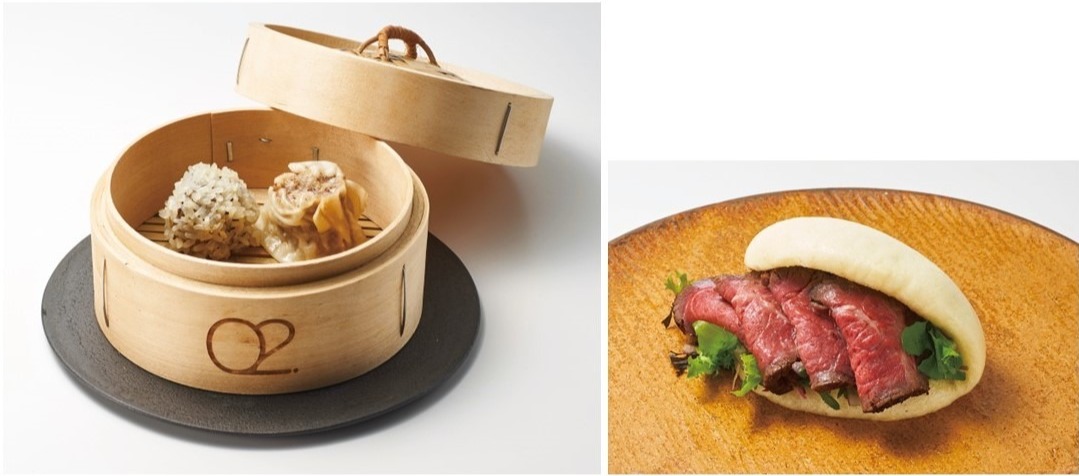 オーツー「焼売2種＋鳥取和牛ローストビーフのバーガー」（1人前）3850円 ※東京会場限定