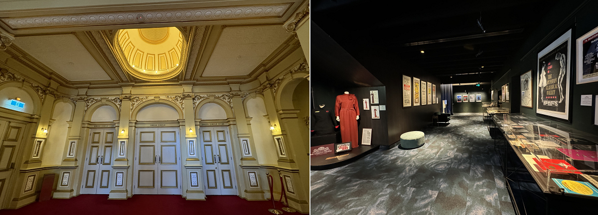 左：扉の向こうに豪華なホールが　右：展示室