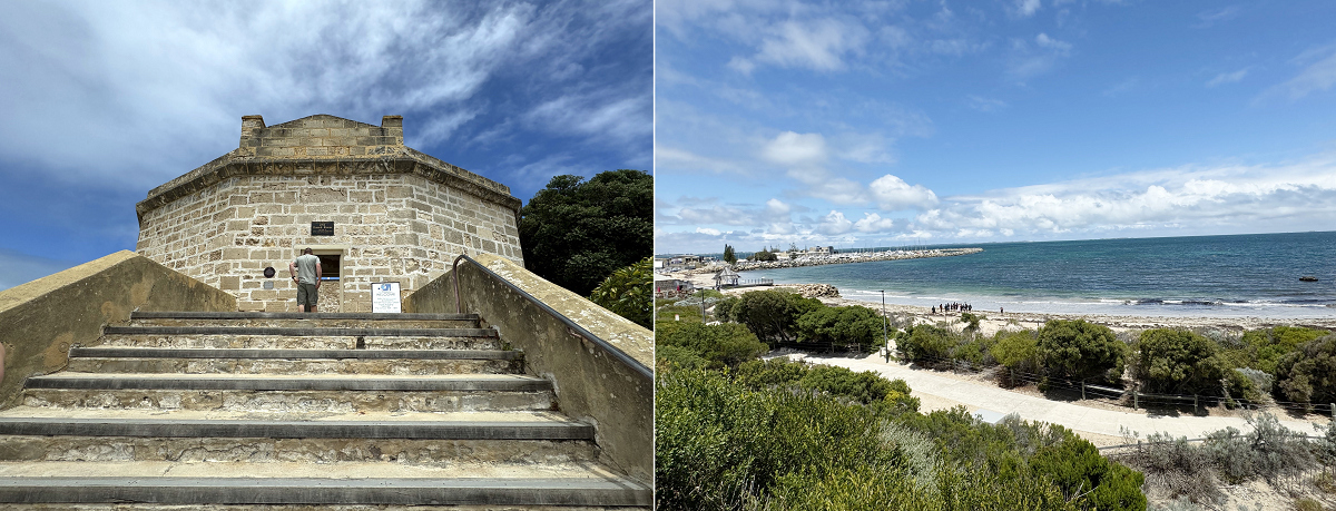 左：ラウンドハウス　右：ラウンドハウスからは美しい海岸線を一望