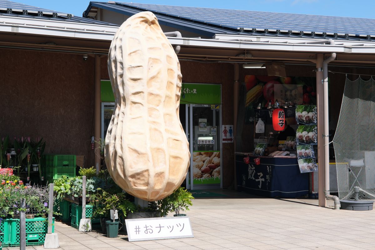 特産品ピーナッツのオブジェが目印