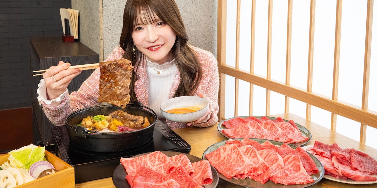 広尾「食べ放題 すき焼き十二天」で最高ランクのA5黒毛和牛をとことん満喫♪【大食いアイドルもえのあずきの絶品グルメ92】