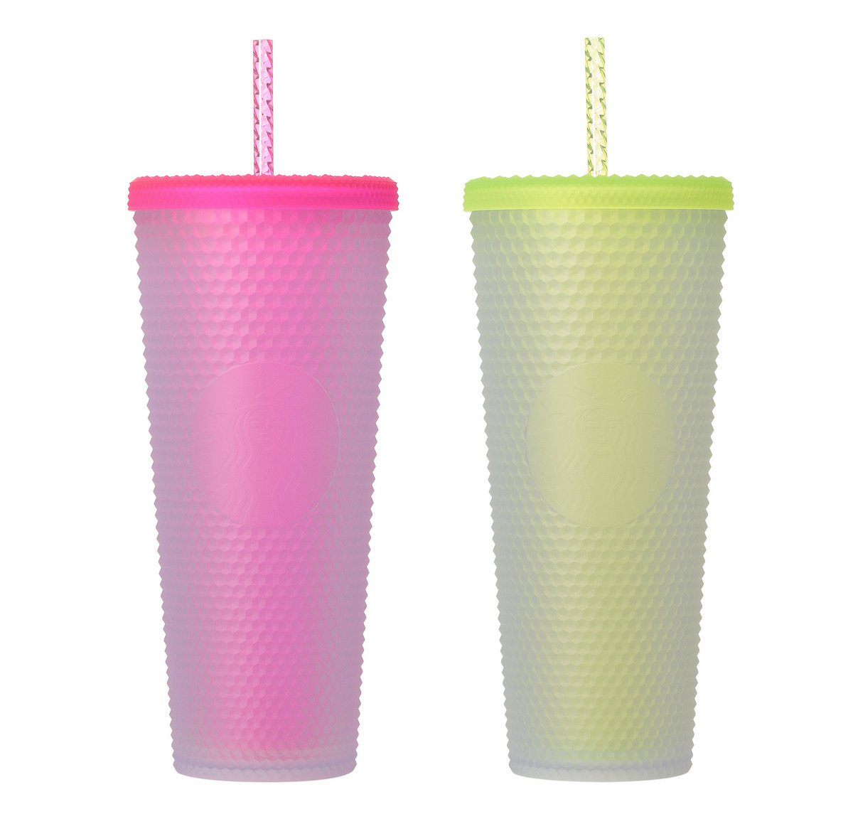 （左から）「ロゴコールドカップタンブラーネオンピンク /  イエロー」710ml 2850円