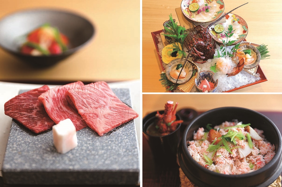 伊勢海老、松阪牛など、多彩な三重の地物食材が使われています