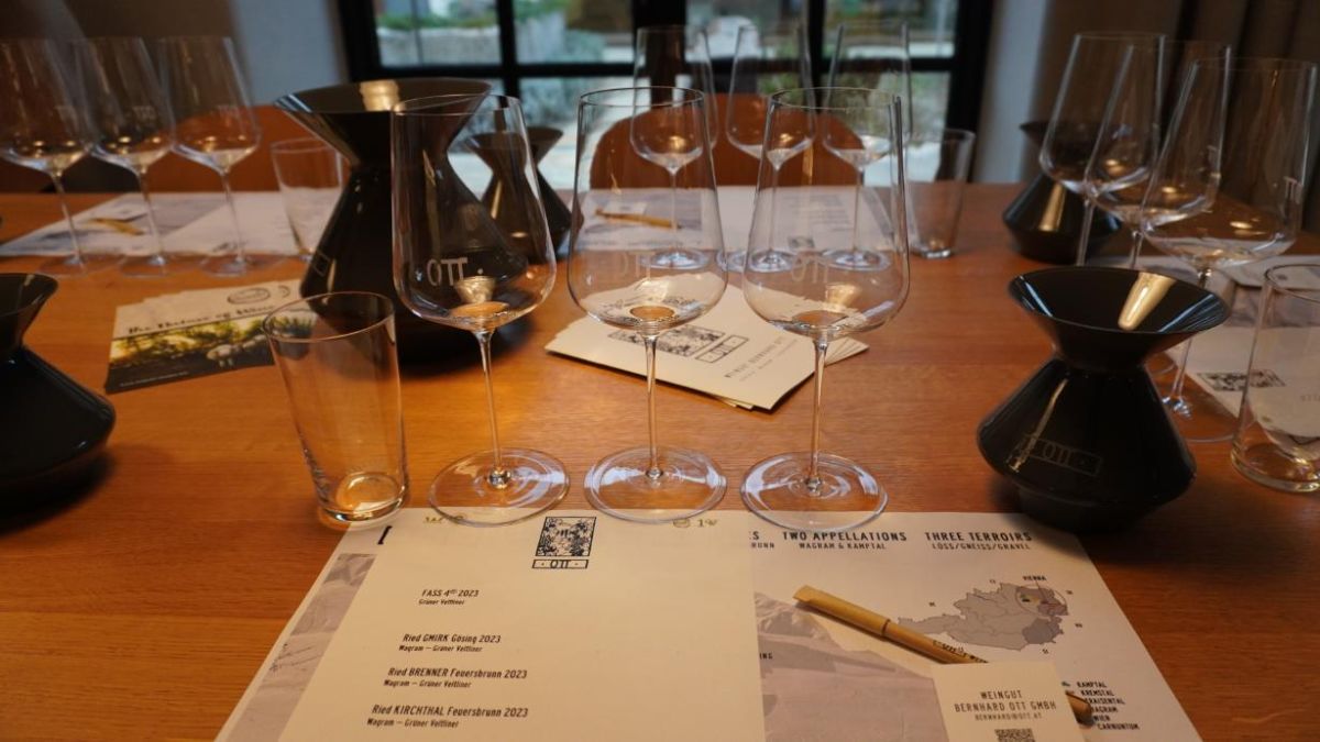 ワインのテイスティングの様子