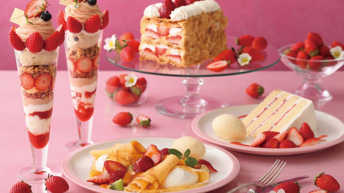 【キハチ カフェ】たっぷりの国産イチゴ×濃厚なティラミス仕立ての新作パフェなどを楽しむ「春のストロベリーフェア」開催中