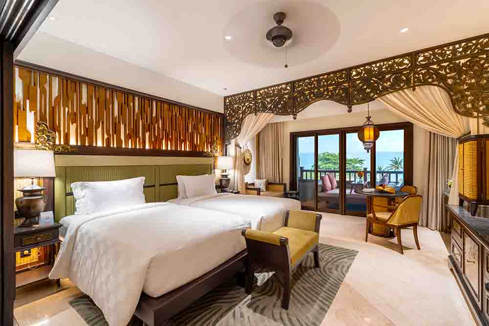 アヤナ リゾート バリの客室はオーシャンビューかガーデンビュータイプの二つ。写真はオーシャンビュールーム