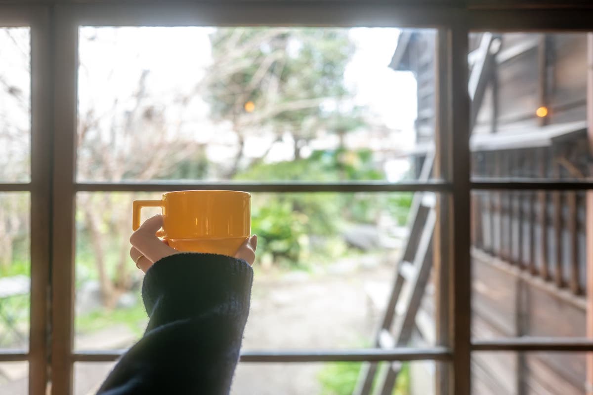 「蓮月オリジナルブレンドコーヒー」700円をいただきながらお庭の緑を眺める優雅な時間