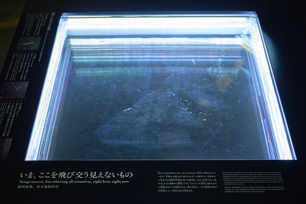 以前日本科学未来館で展示されていたものより、窓のサイズを約4倍にアップデートしている「霧箱」