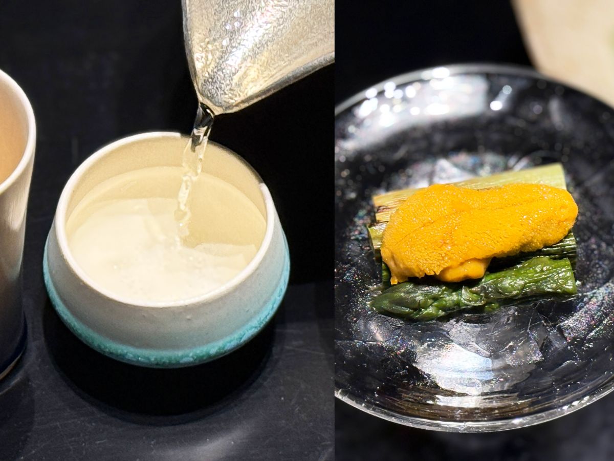 「長谷川 純米大吟醸 三割五分」、「アスパラ炭火焼き 生うに」