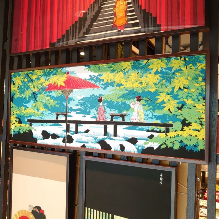 手ぬぐい「川床と舞妓さん」3300円