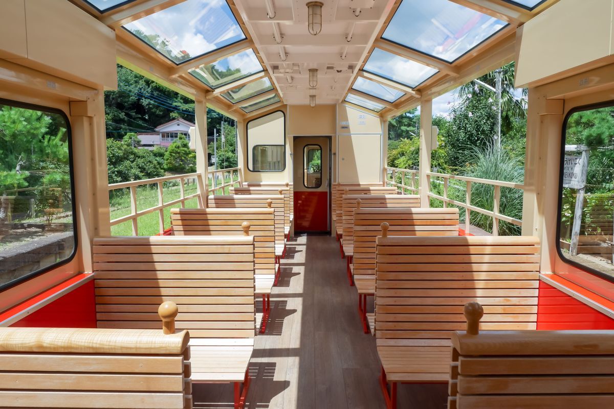 展望車（2・3号）。一部窓がある座席もある