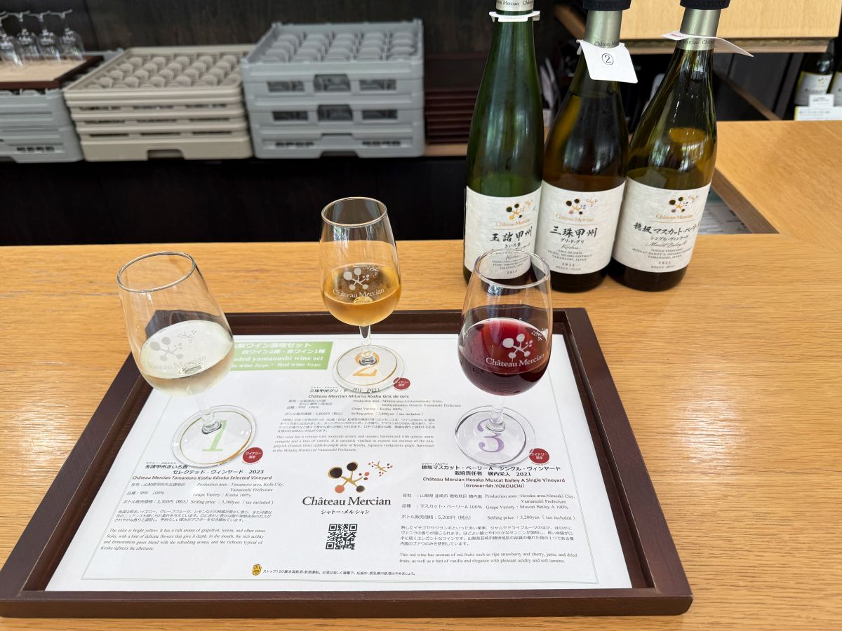 「テイステングAセット 各60ml(山梨ワイン満喫セット)」1,700円