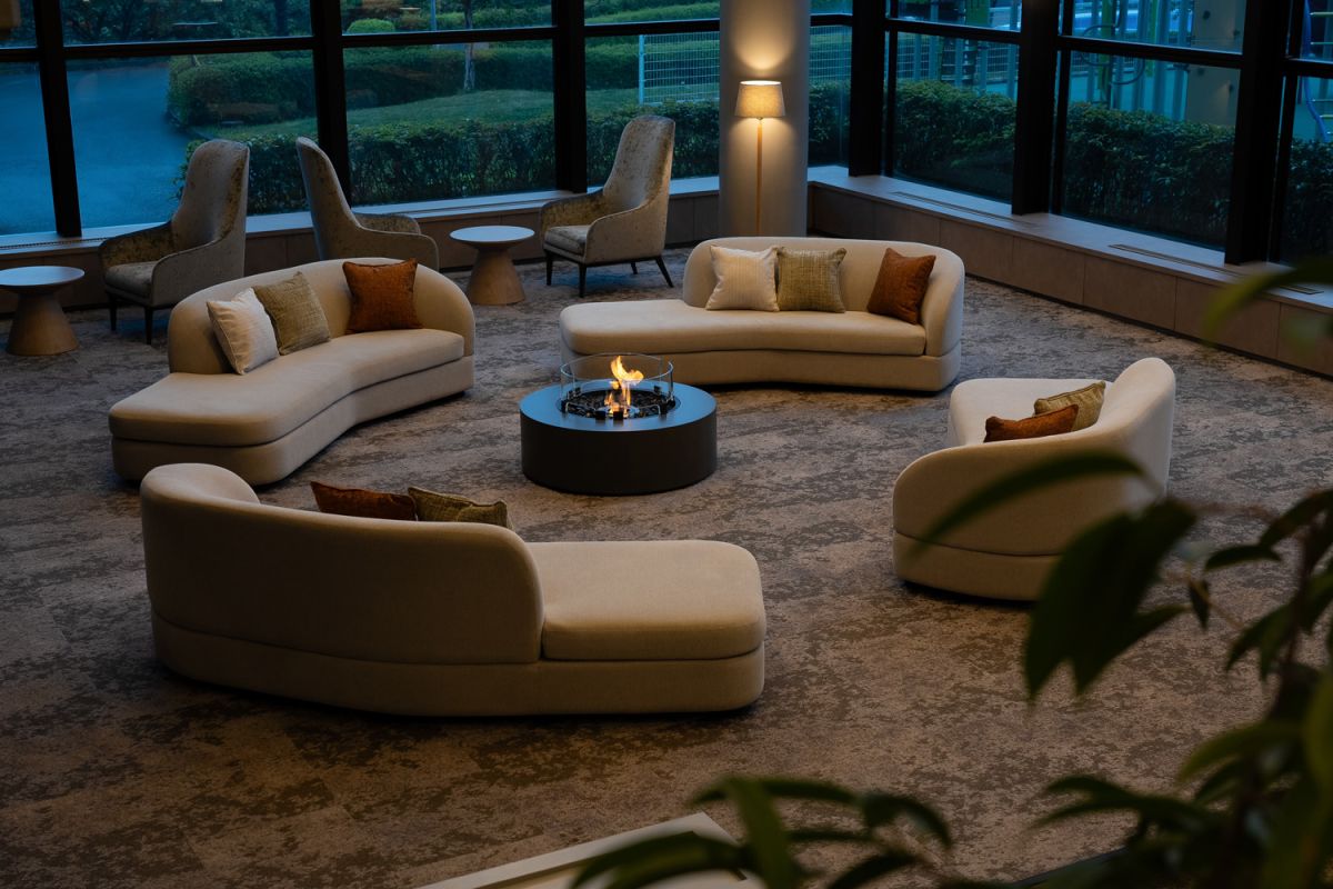 雰囲気のある夜のラウンジ