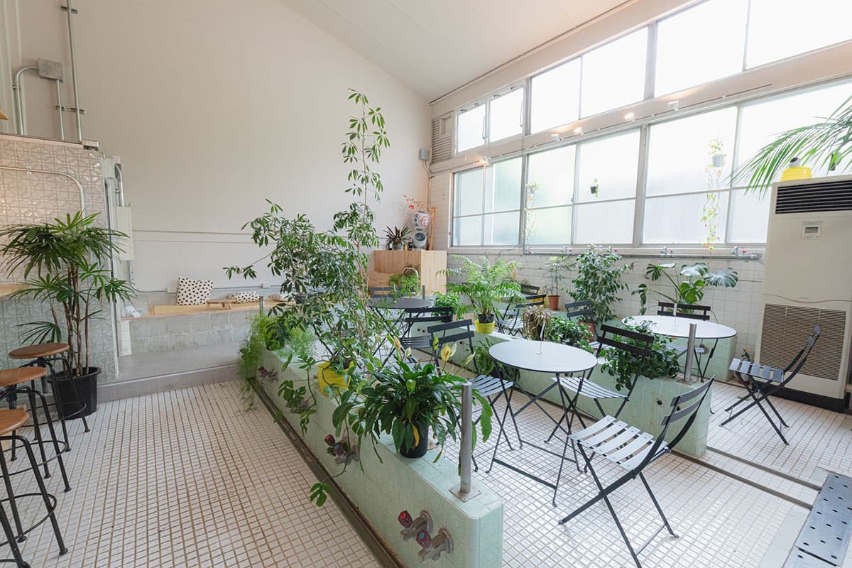 白壁の向かい側にはプロジェクターがあり映像を写せる