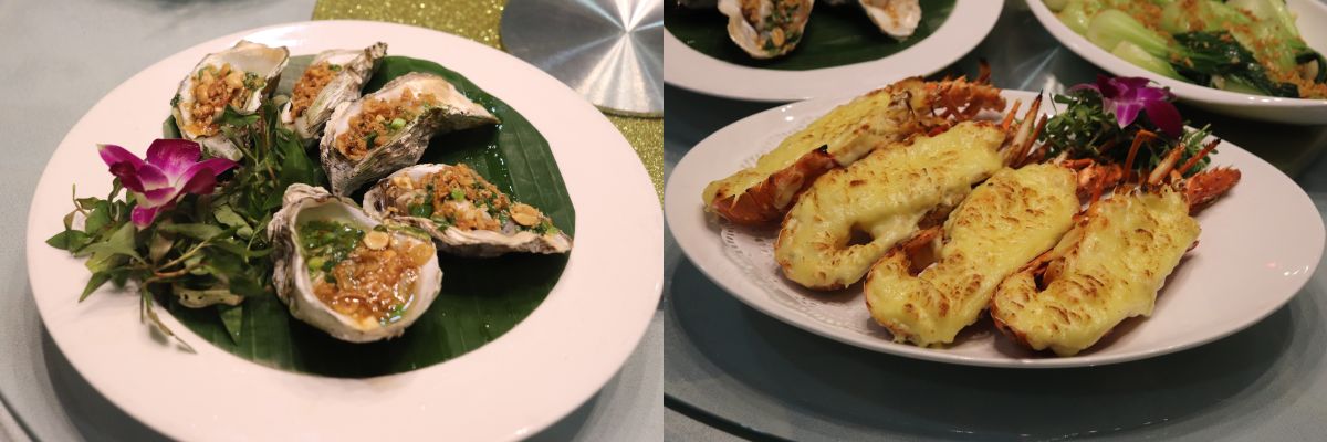 ベイクドベビーロブスター チーズ炙り 時価／焼き牡蠣 ホタテソースがけ 時価