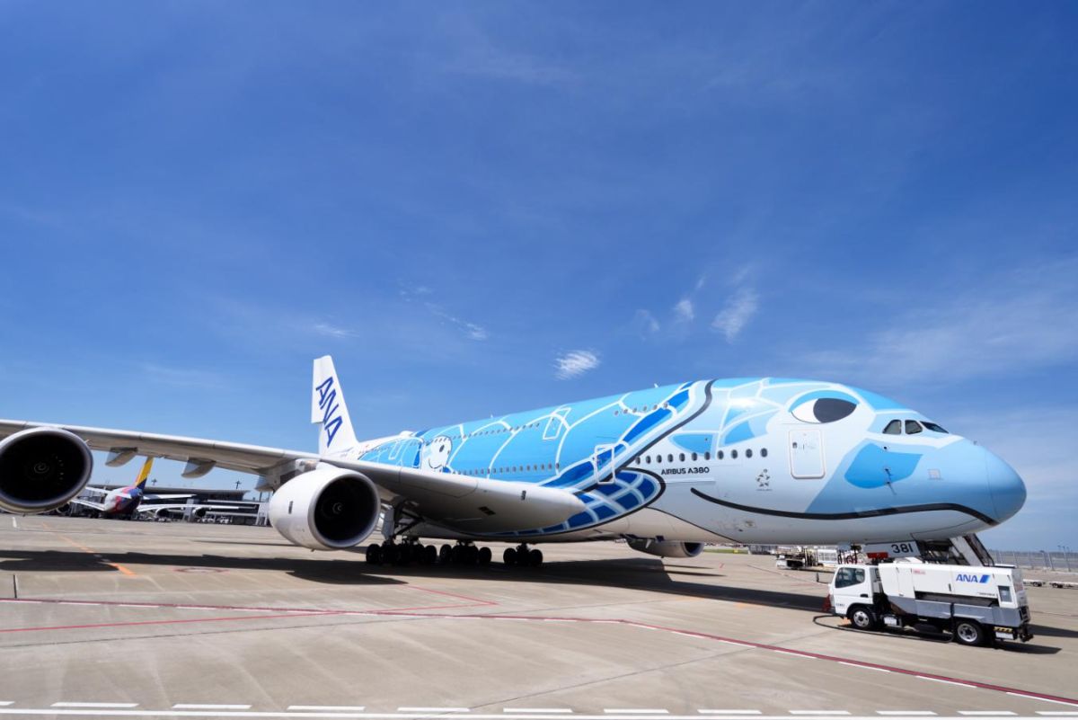 「ハワイの空」をイメージしたブルーの機体の 1 号機。愛称は「ラニ」 