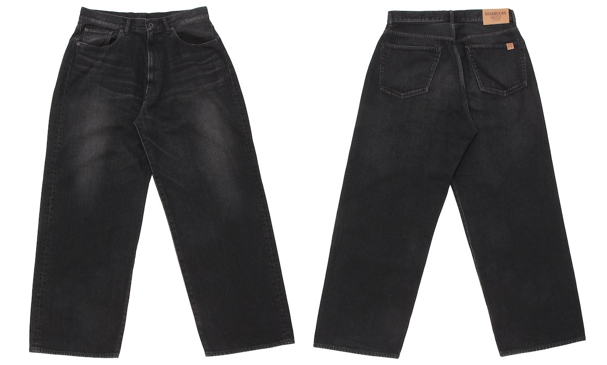 「STARBUCKS STAND by BEAMS　ブラックデニムパンツ」3万8500円 カラー：ブラック サイズ：XS、S、M、L、XL