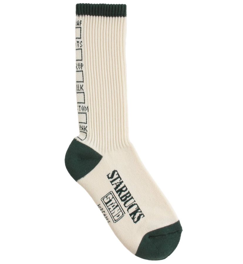 「STARBUCKS STAND by BEAMS　DRINK-ID ソックス」3300円 サイズ：Sサイズ（靴のサイズ目安23~25cm）、Mサイズ（靴のサイズ目安 25~27cm）
