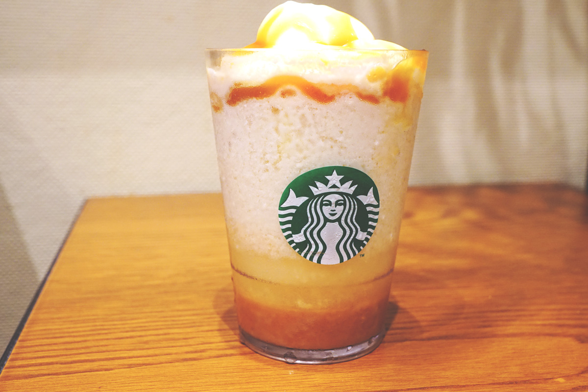 「洋なし 生キャラメル フラペチーノ®」カスタマイズ:キャラメルシロップ追加(無料)