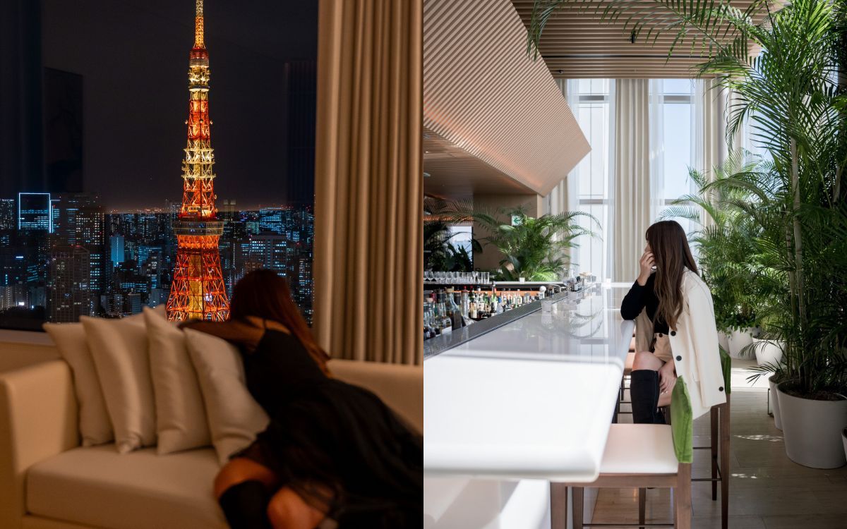 プレミアタワービューの客室（左）、ロビー バー（右）　