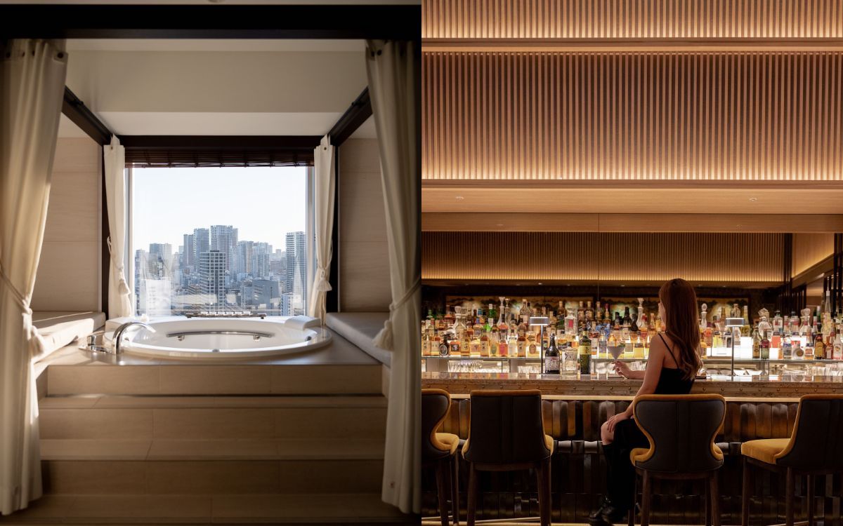 デザイナーズスイート＆ルームの「ラグジュアリーオリエンタル」（左）、ハドソンラウンジ（右）