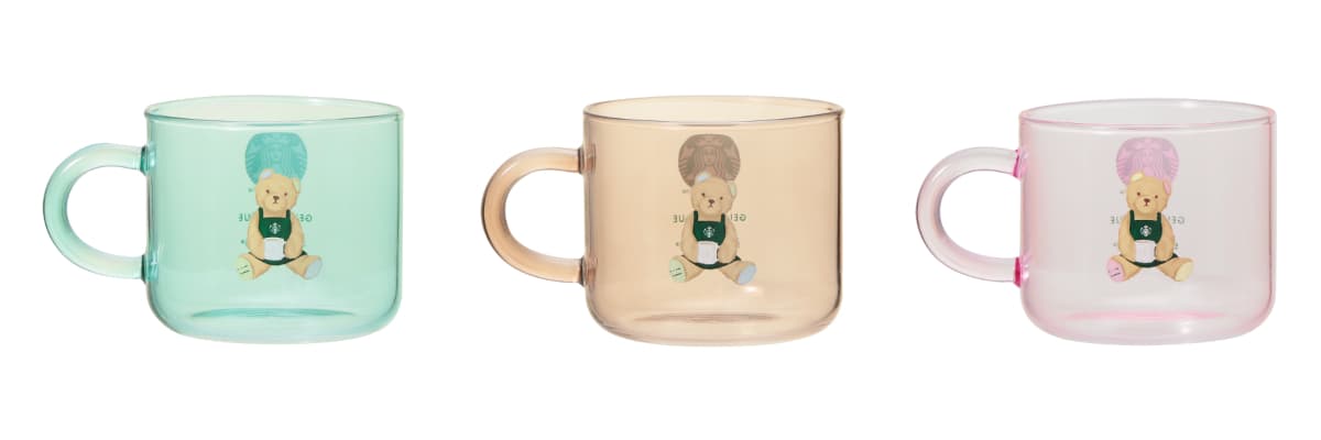 『gelato pique グラスマグ ミントグリーン 355ml』 『gelato pique グラスマグ モカベージュ 355ml』 『gelato pique グラスマグ ソフトピンク 355m』　 各3500円