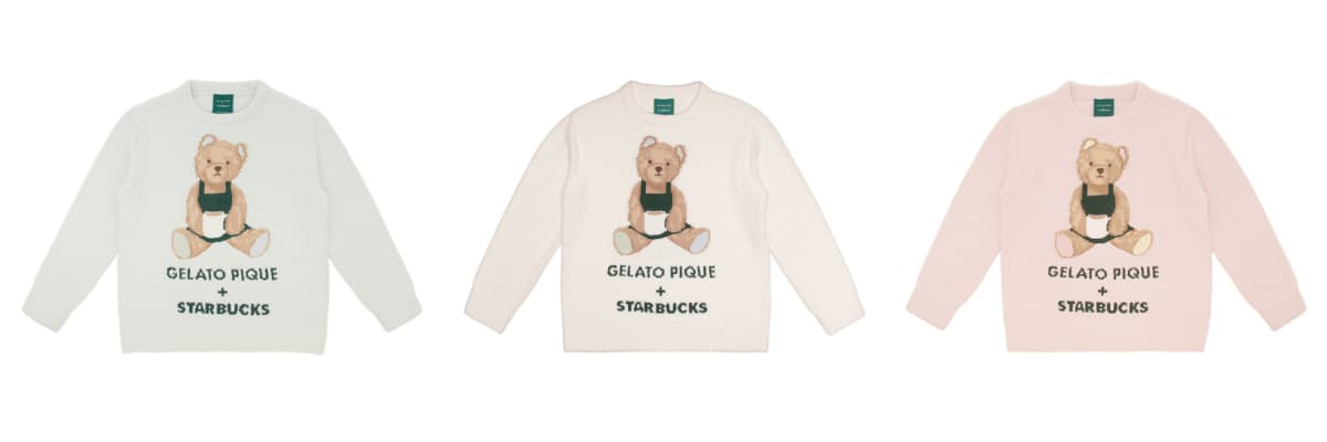 「gelato pique パウダーベアジャガードプルオーバー ミントグリーン」 「gelato pique パウダーベアジャガードプルオーバー オフホワイト」 「gelato pique パウダーベアジャガードプルオーバー ソフトピンク」　 各10500円