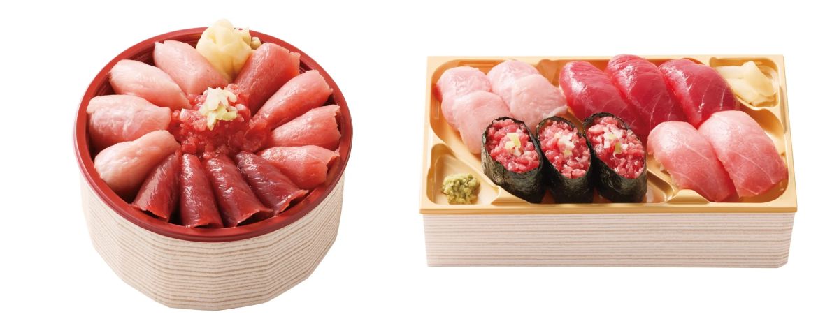 戸井産本鮪4種丼（1折）2,997円、戸井産本鮪づくし（１折）3,240円　　　　　　　　　　　　　　　　　　　　※高島屋限定、実演販売