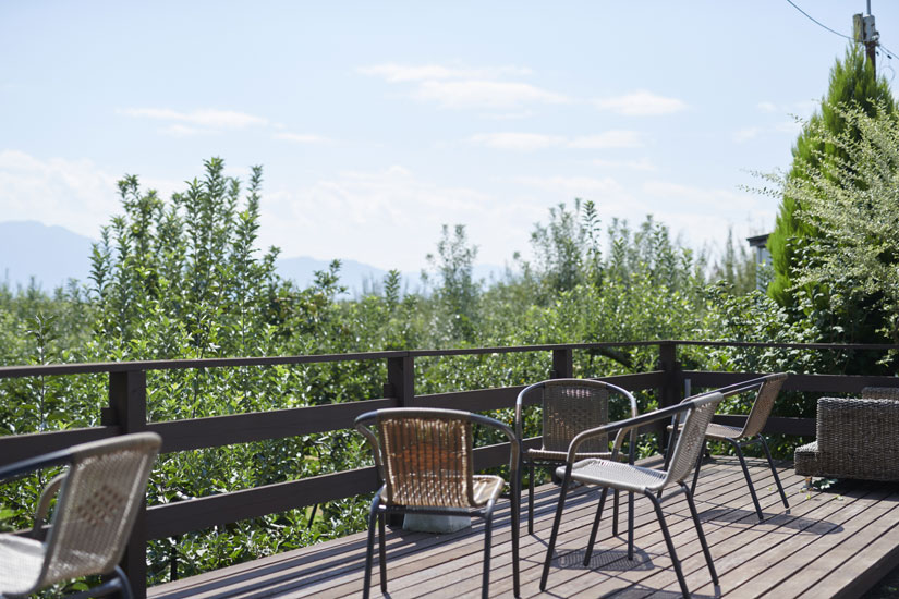 農園を見渡すテラス席も