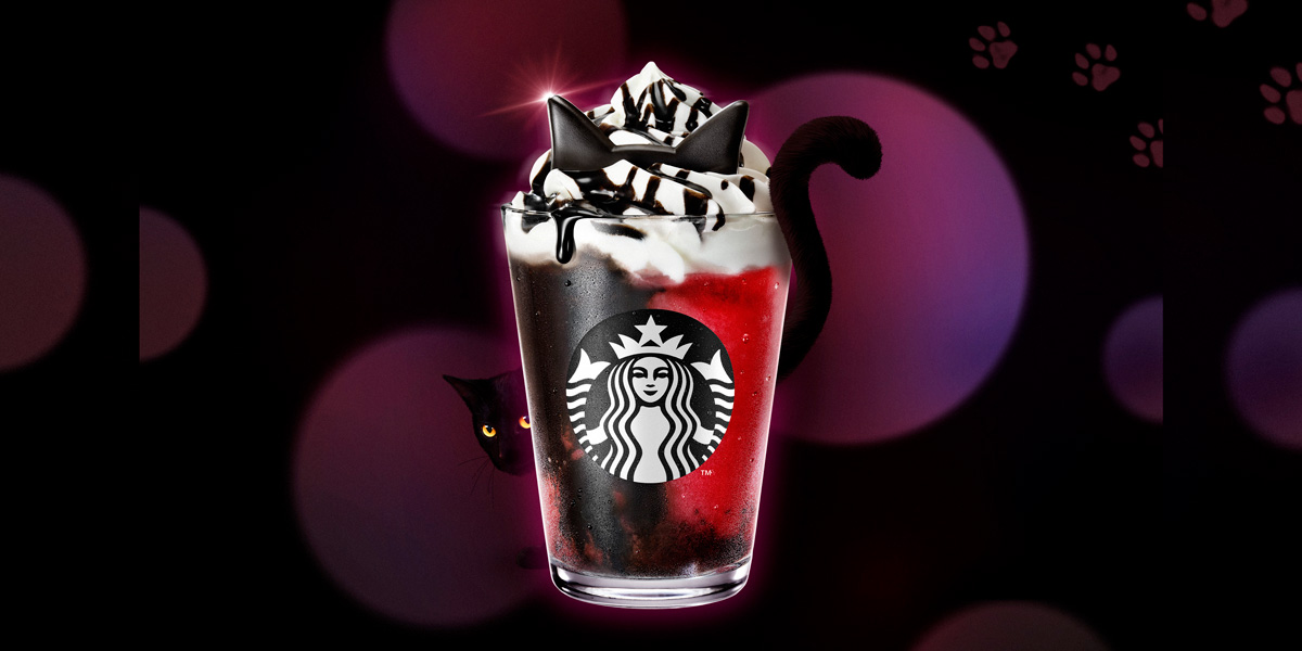 【スタバ新作・ハロウィン2025】“黒猫”が超かわいい！「アサイー ベリー フラペチーノ®」が10月10日（金）から発売！