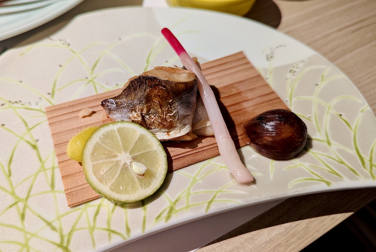 「近海産のカマス杉板焼 吹き寄せ盛」