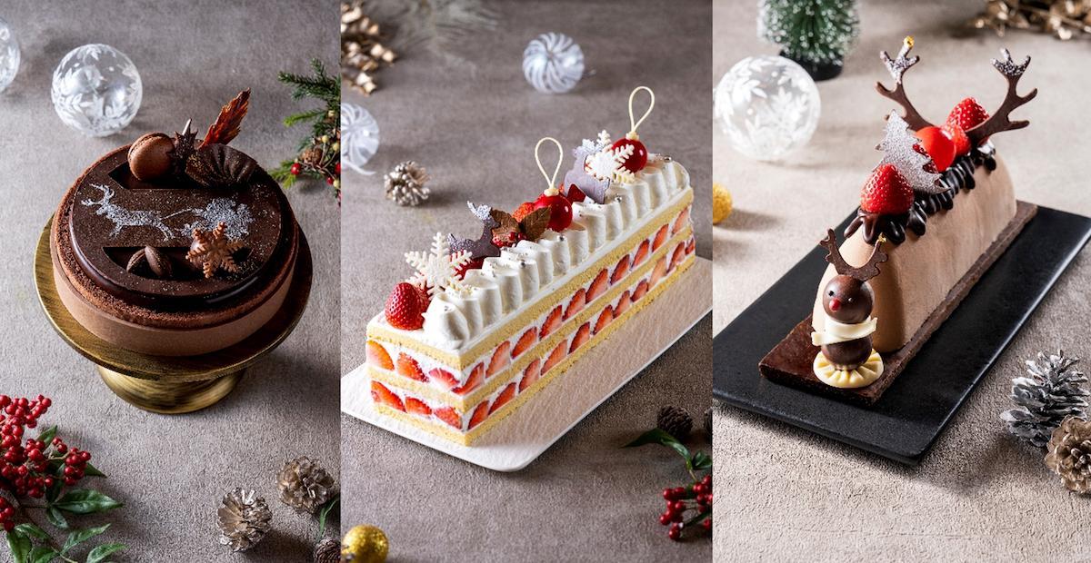 左から「ノエルショコラ」直径約15cm 7000円、「フレジエ」約31cm&times;約9cm 27000円、「TONAKAI」約28cm&times;約8cm 7000円