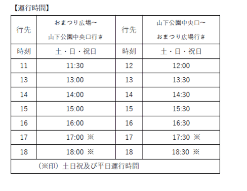 パークトレイン時刻表