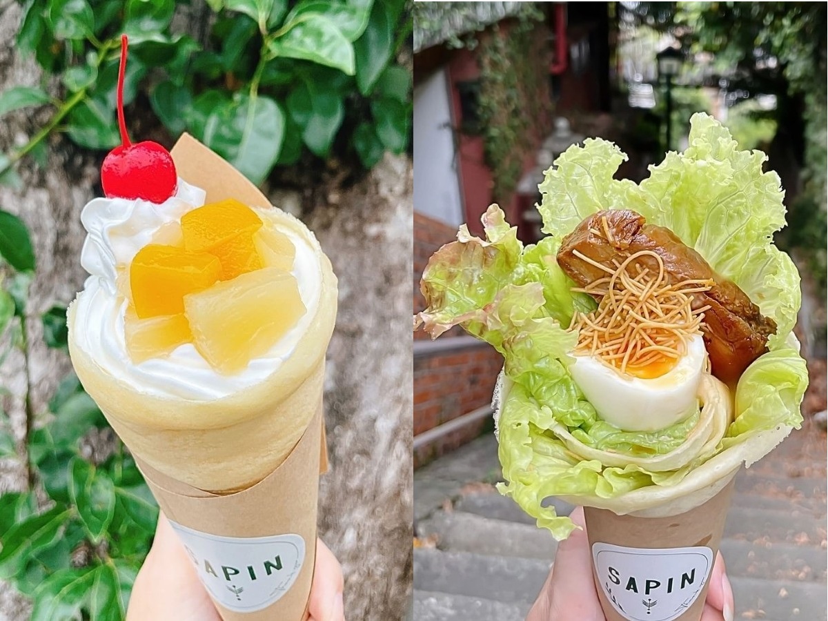 「長崎シースクレープ」（左）と「角煮クレープ」