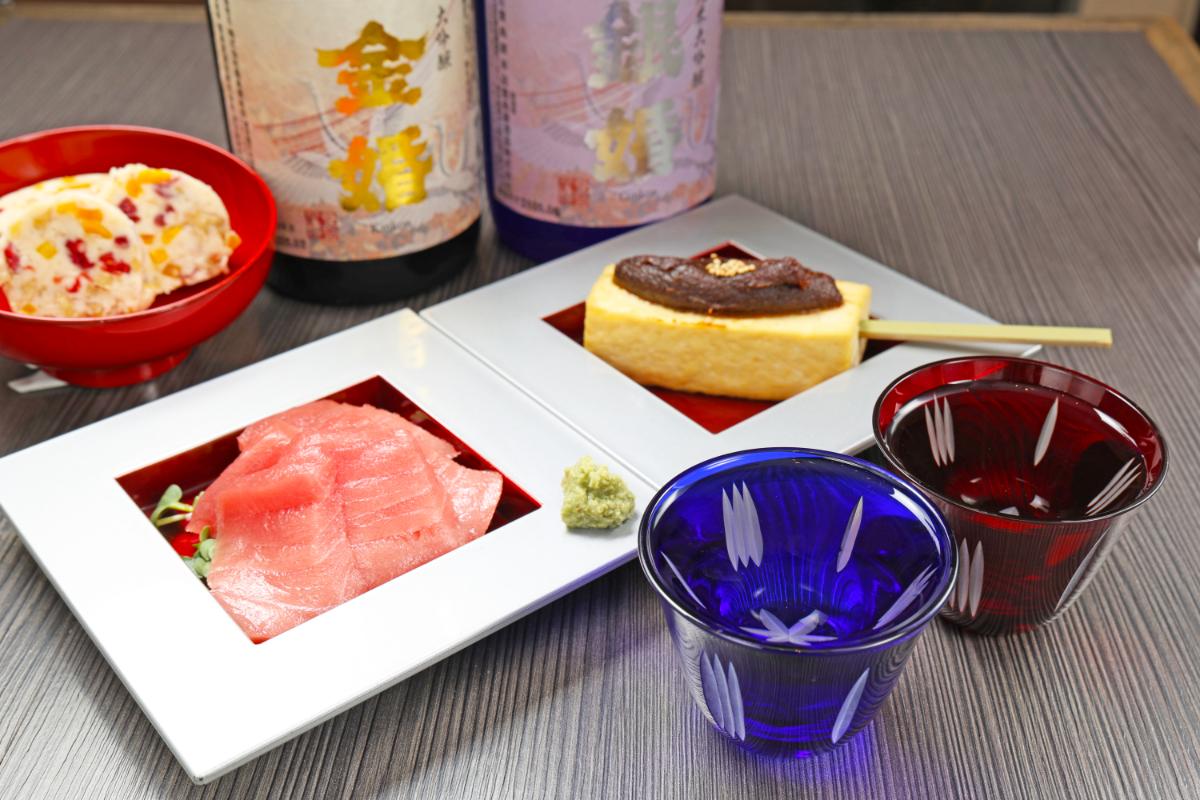 「3種飲み比べセット」、「田楽 プレーン赤味噌」、「本マグロお刺身」、「豊島屋バター」