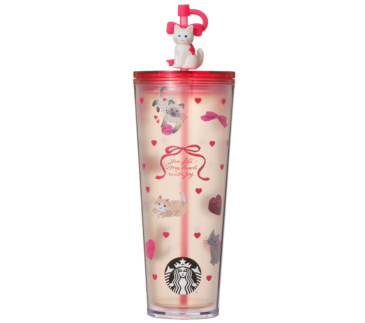 「バレンタイン2026コールドカップタンブラーキャット」710ml 3050円
